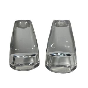 Double Sided Clear Glass Pillar Votive Candle Holders Heavy Decorative Holidays